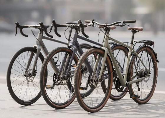 Several different bike types lined up side by side for comparison